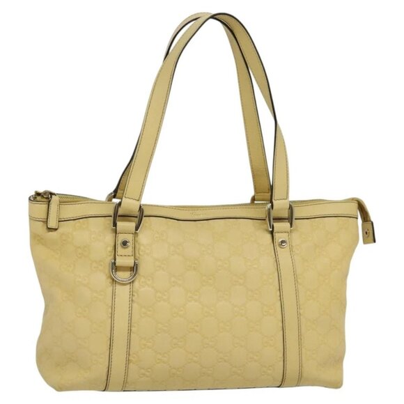 GUCCI GG Canvas Guccissima Abbey Tote Bag Leather Yellow Gold - Picture 3 of 15